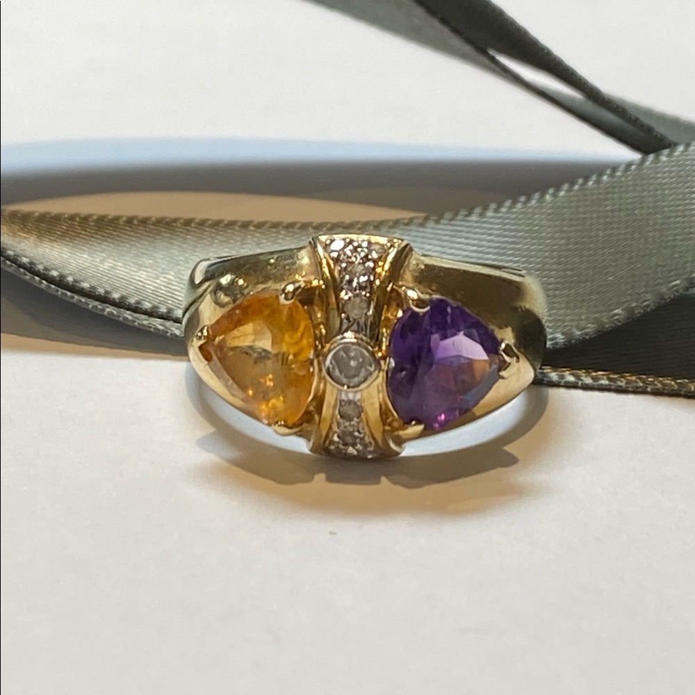 14K Amy, Citrine & Diamond Ring